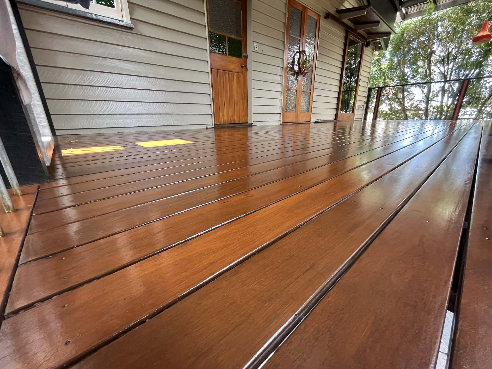 Finished timber deck