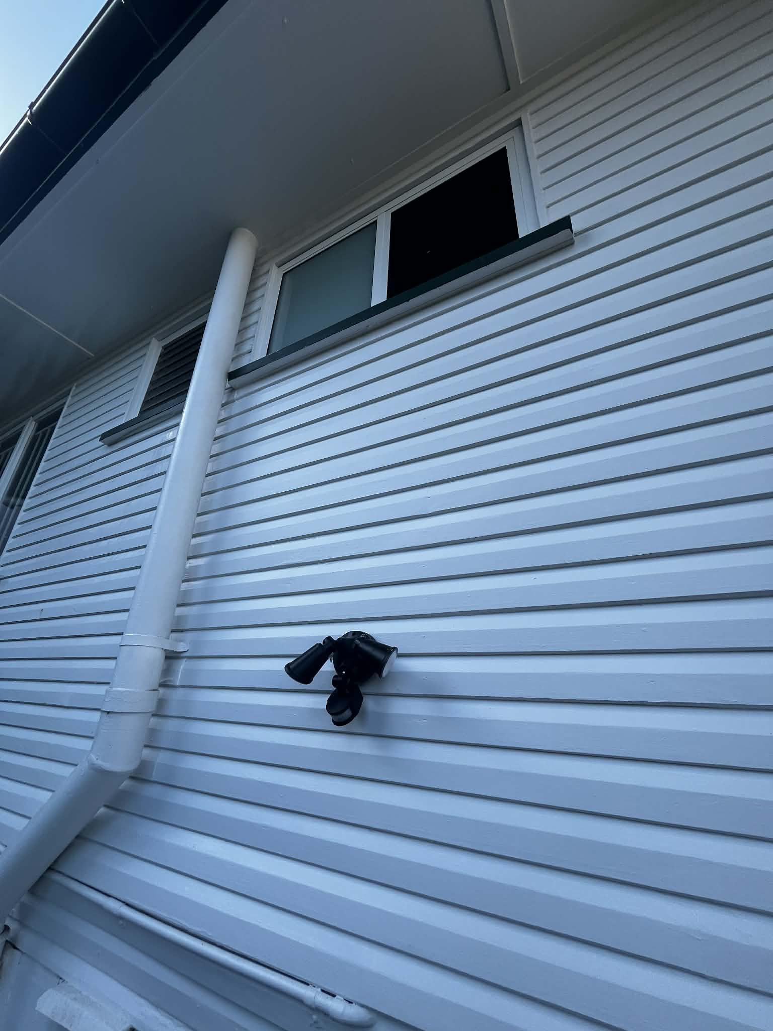 Freshly painted exterior weatherboard cladding