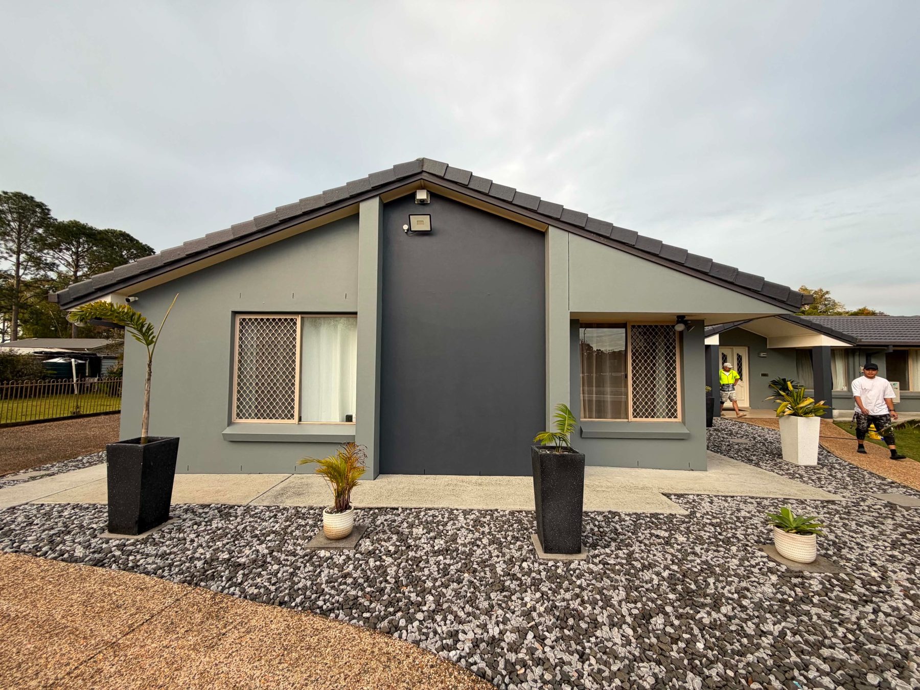 Grey exterior side elevation repaint