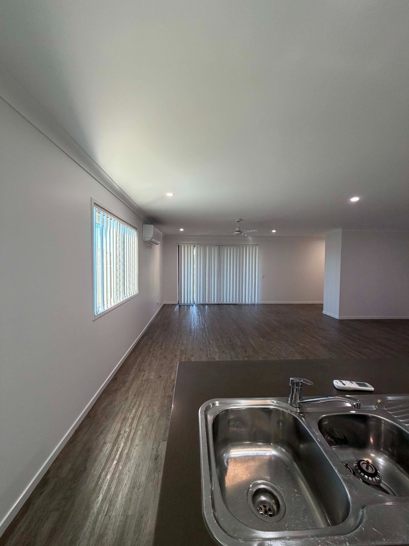 Freshly painted open-plan living area