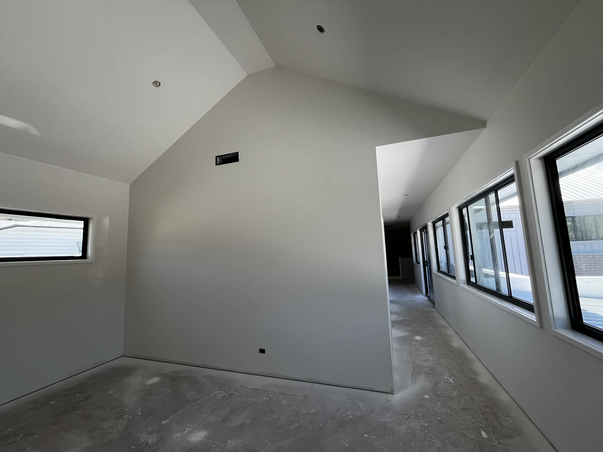 Freshly painted vaulted new-build interior